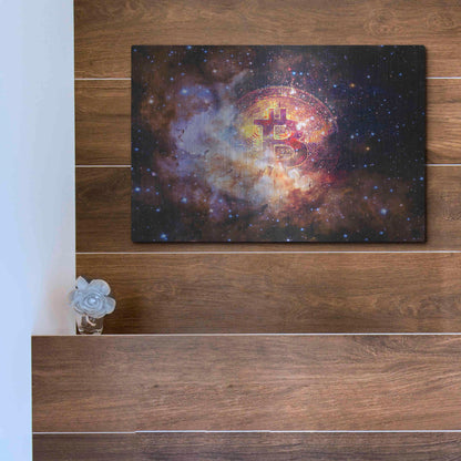 Luxe Metal Art 'Bitcoin Nebula', Metal Wall Art,16x12