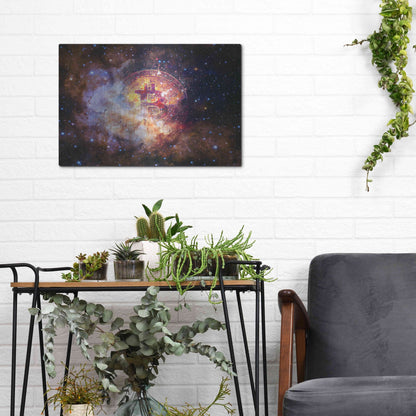 Luxe Metal Art 'Bitcoin Nebula', Metal Wall Art,16x12