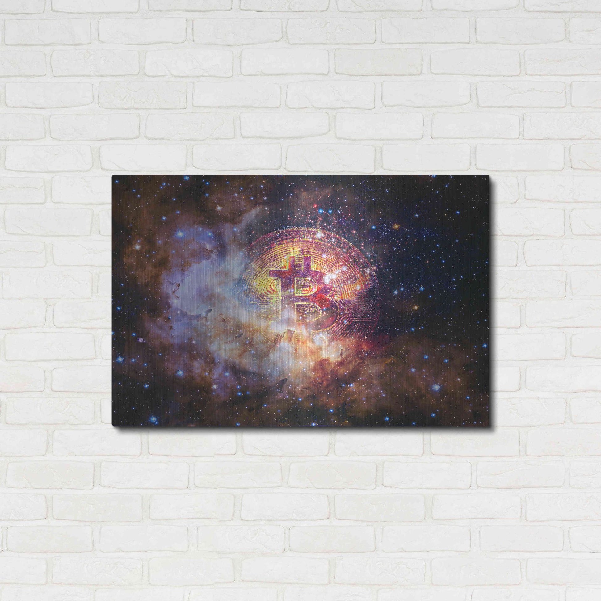 Luxe Metal Art 'Bitcoin Nebula', Metal Wall Art,36x24