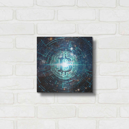 Luxe Metal Art 'Cyber Bitcoin', Metal Wall Art,12x12