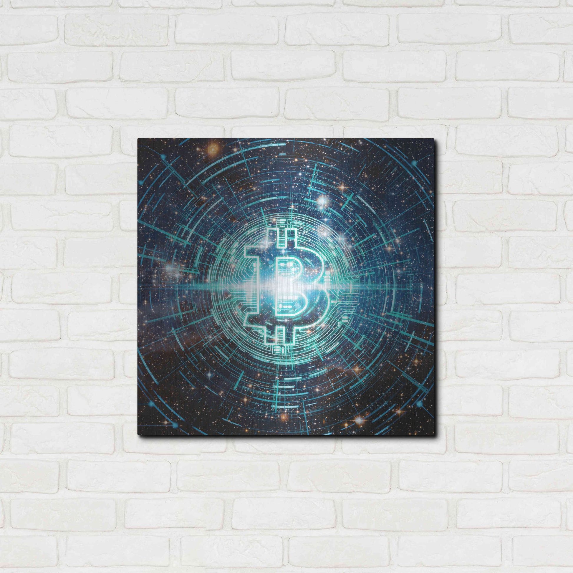 Luxe Metal Art 'Cyber Bitcoin', Metal Wall Art,24x24