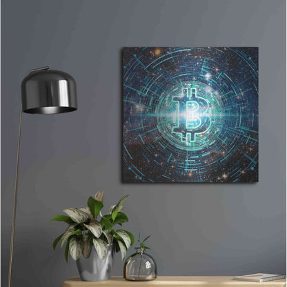 Luxe Metal Art 'Cyber Bitcoin', Metal Wall Art,24x24
