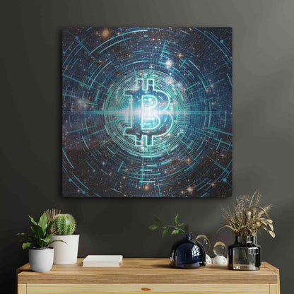 Luxe Metal Art 'Cyber Bitcoin', Metal Wall Art,24x24