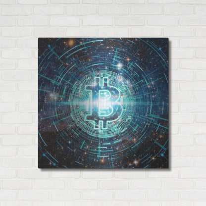 Luxe Metal Art 'Cyber Bitcoin', Metal Wall Art,36x36