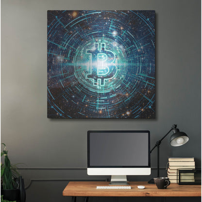 Luxe Metal Art 'Cyber Bitcoin', Metal Wall Art,36x36