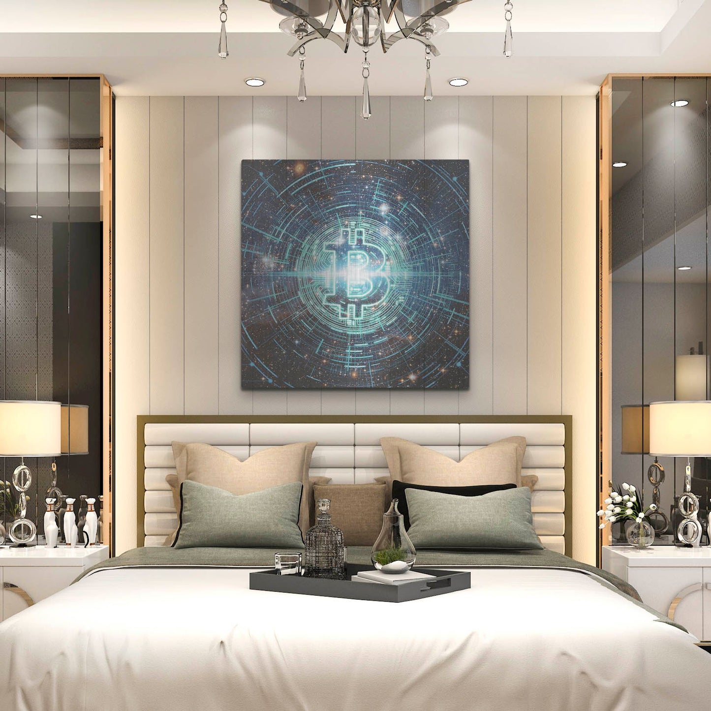 Luxe Metal Art 'Cyber Bitcoin', Metal Wall Art,36x36