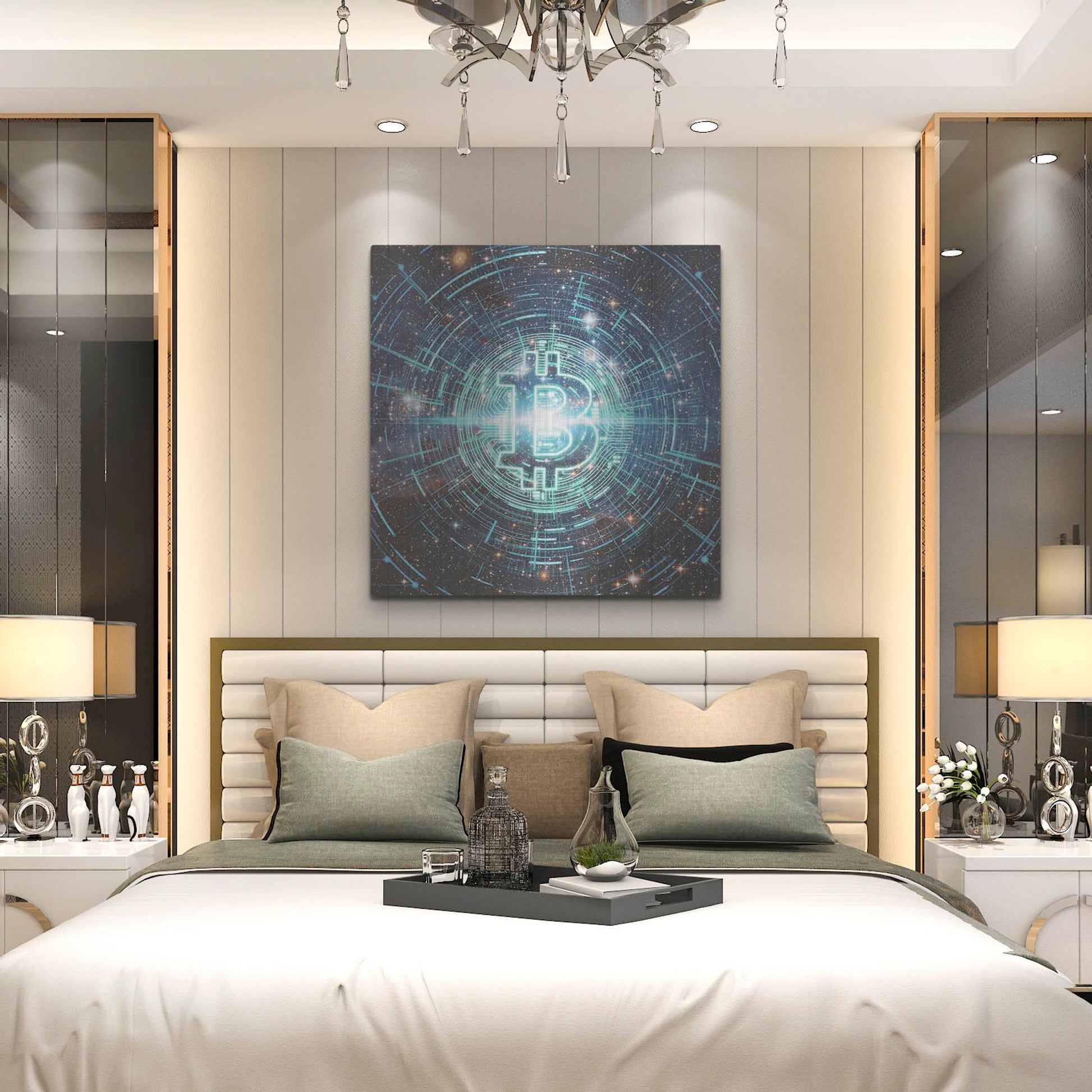 Luxe Metal Art 'Cyber Bitcoin', Metal Wall Art,36x36