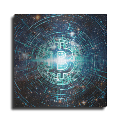 Luxe Metal Art 'Cyber Bitcoin', Metal Wall Art