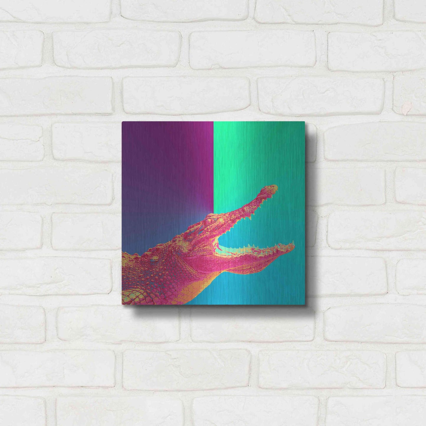 Luxe Metal Art 'Alligator Crush,' Metal Wall Art,12x12