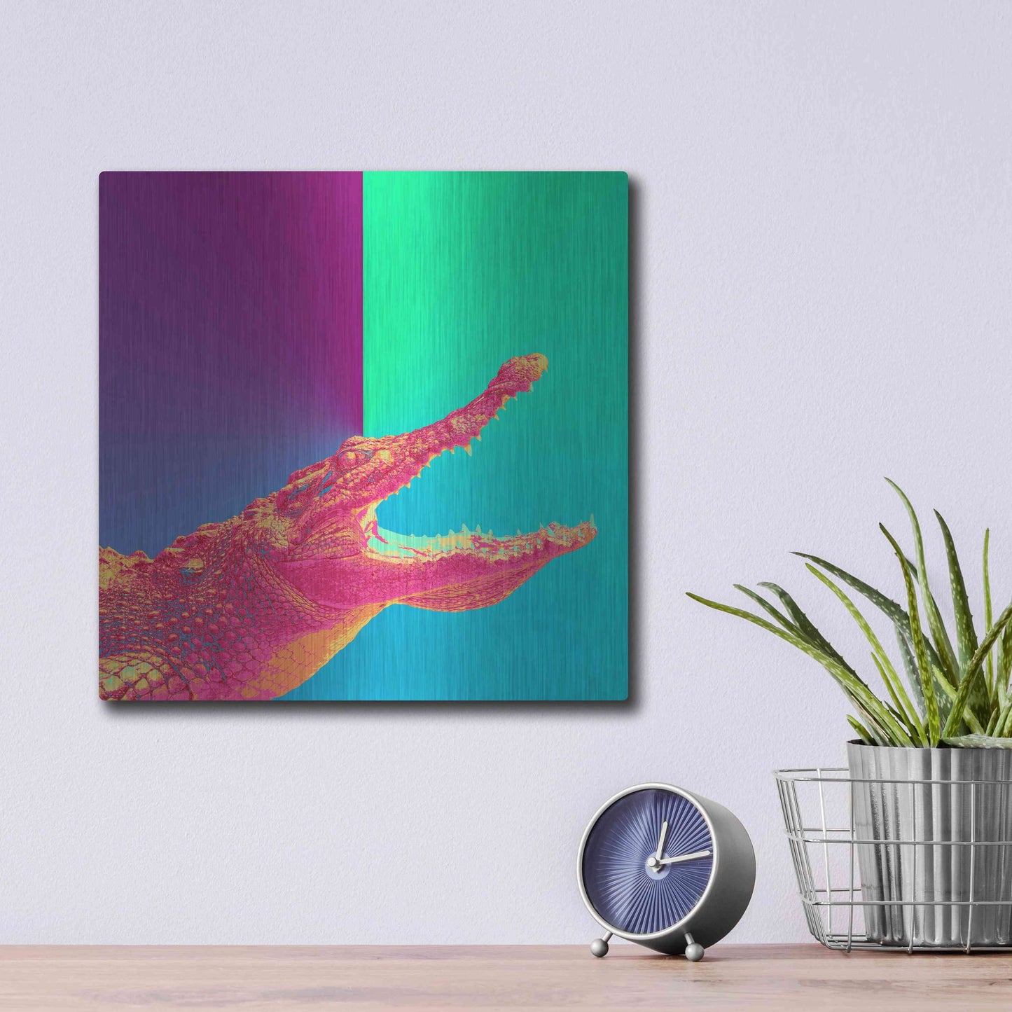 Luxe Metal Art 'Alligator Crush,' Metal Wall Art,12x12