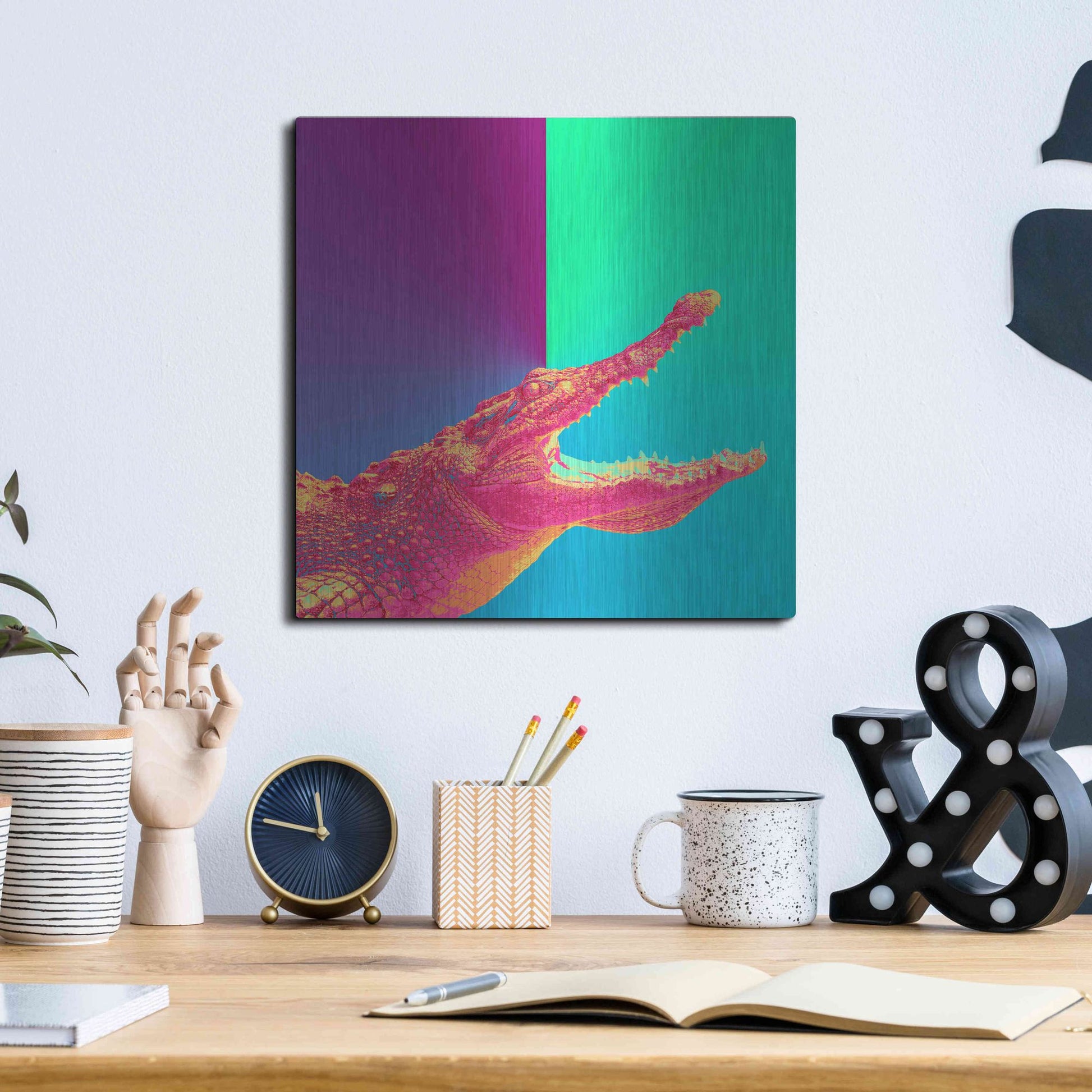 Luxe Metal Art 'Alligator Crush,' Metal Wall Art,12x12