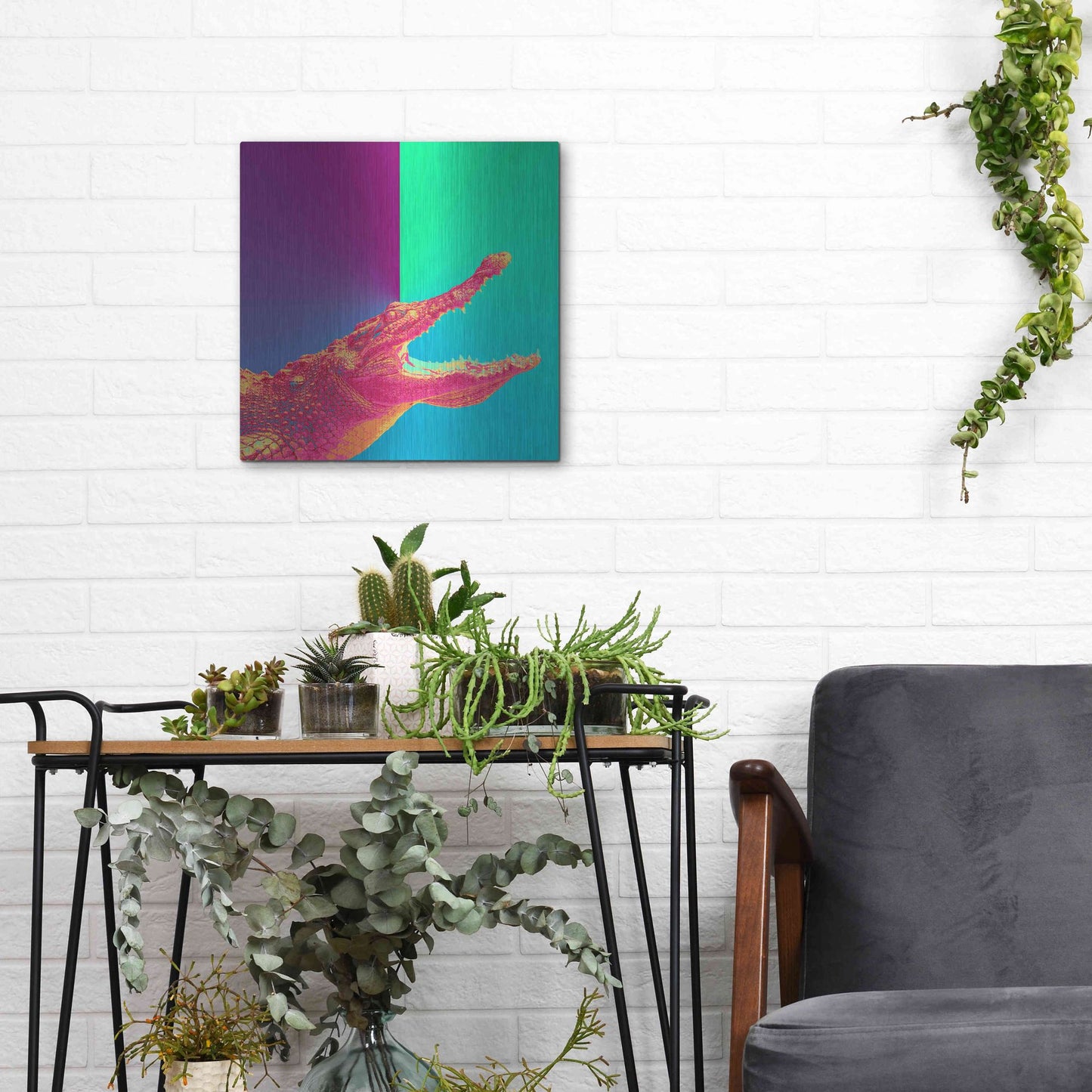 Luxe Metal Art 'Alligator Crush,' Metal Wall Art,12x12