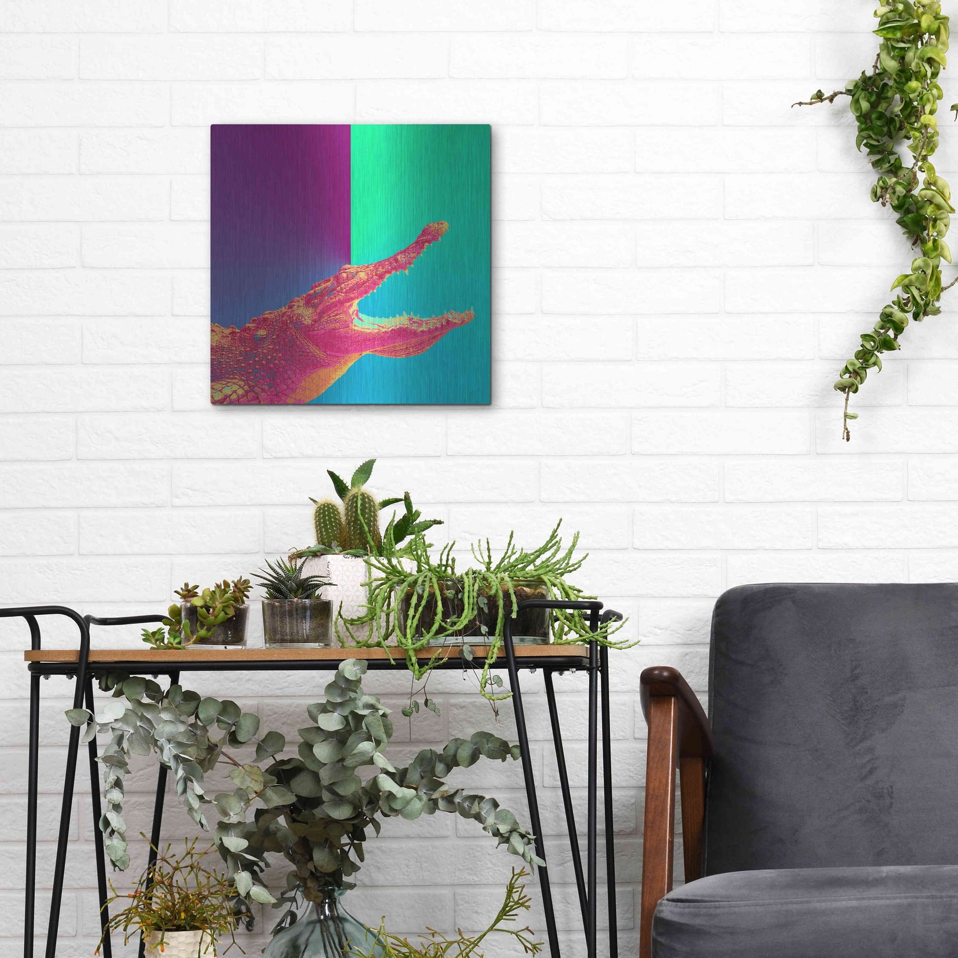 Luxe Metal Art 'Alligator Crush,' Metal Wall Art,12x12