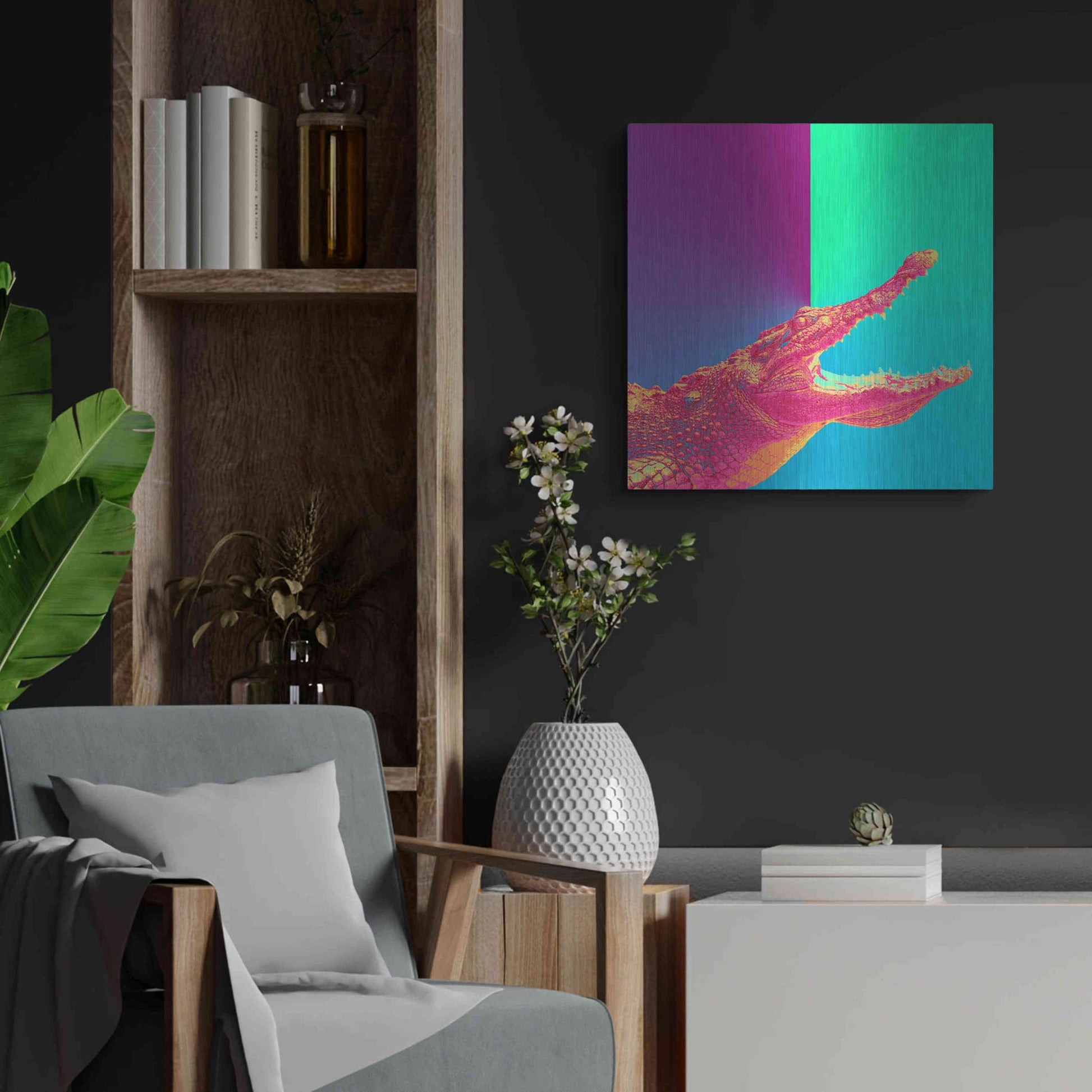 Luxe Metal Art 'Alligator Crush,' Metal Wall Art,24x24