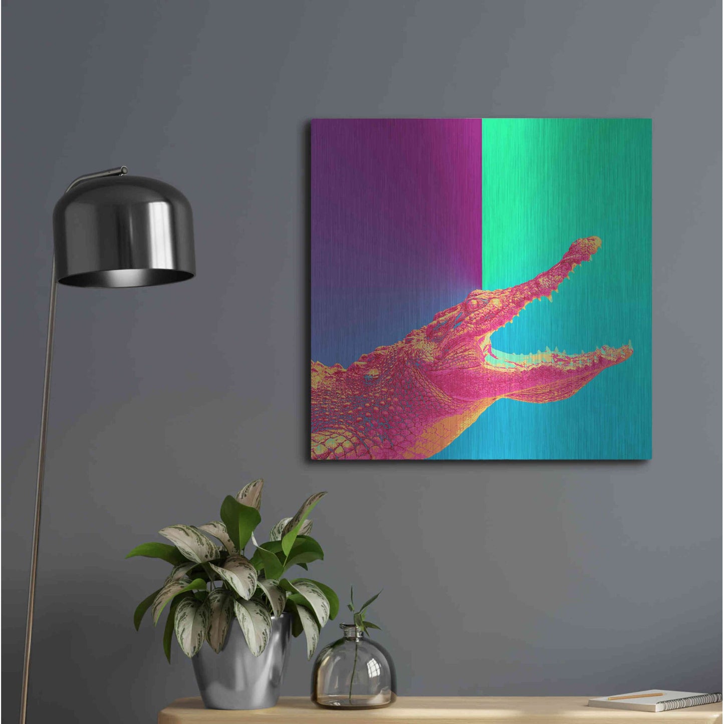 Luxe Metal Art 'Alligator Crush,' Metal Wall Art,24x24