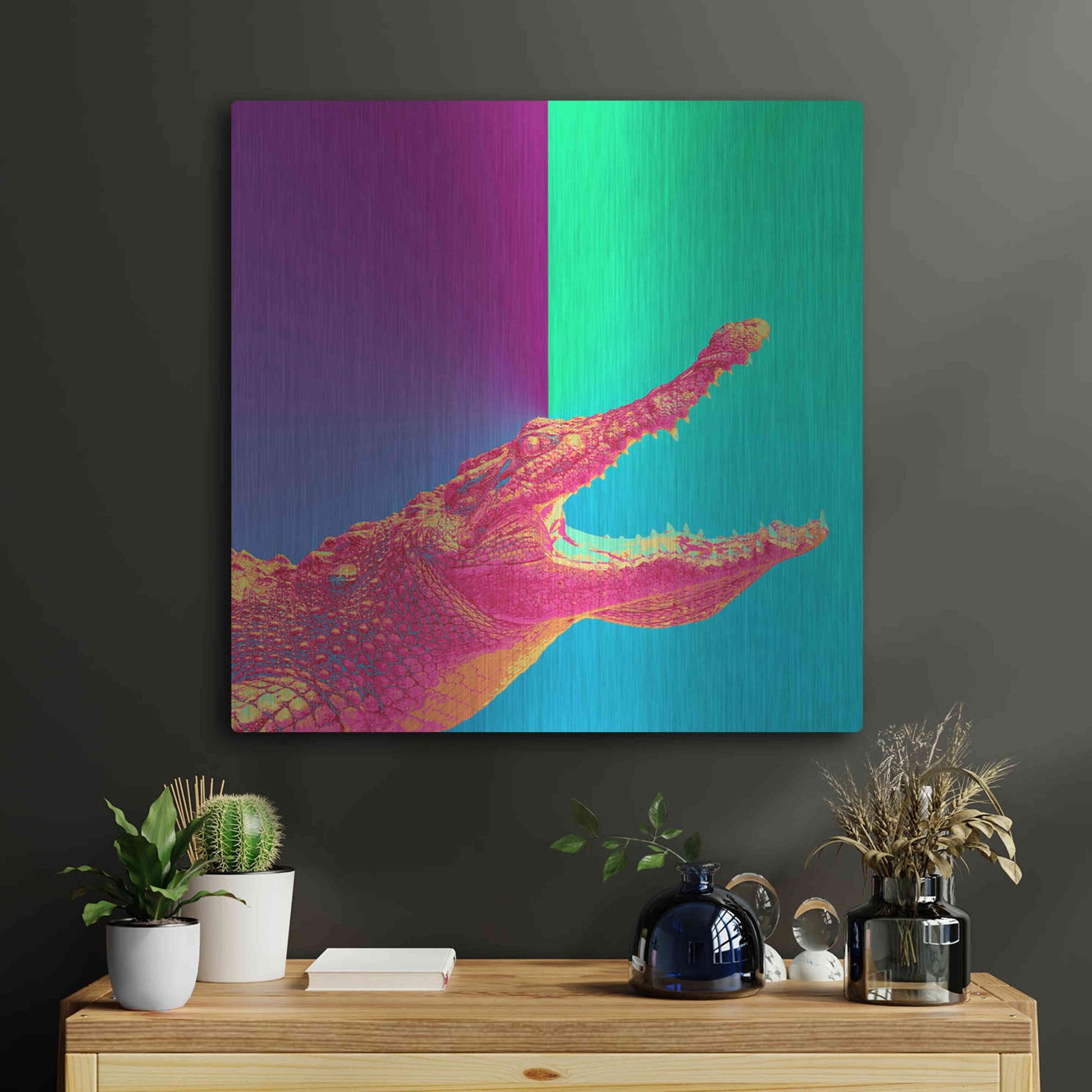 Luxe Metal Art 'Alligator Crush,' Metal Wall Art,24x24