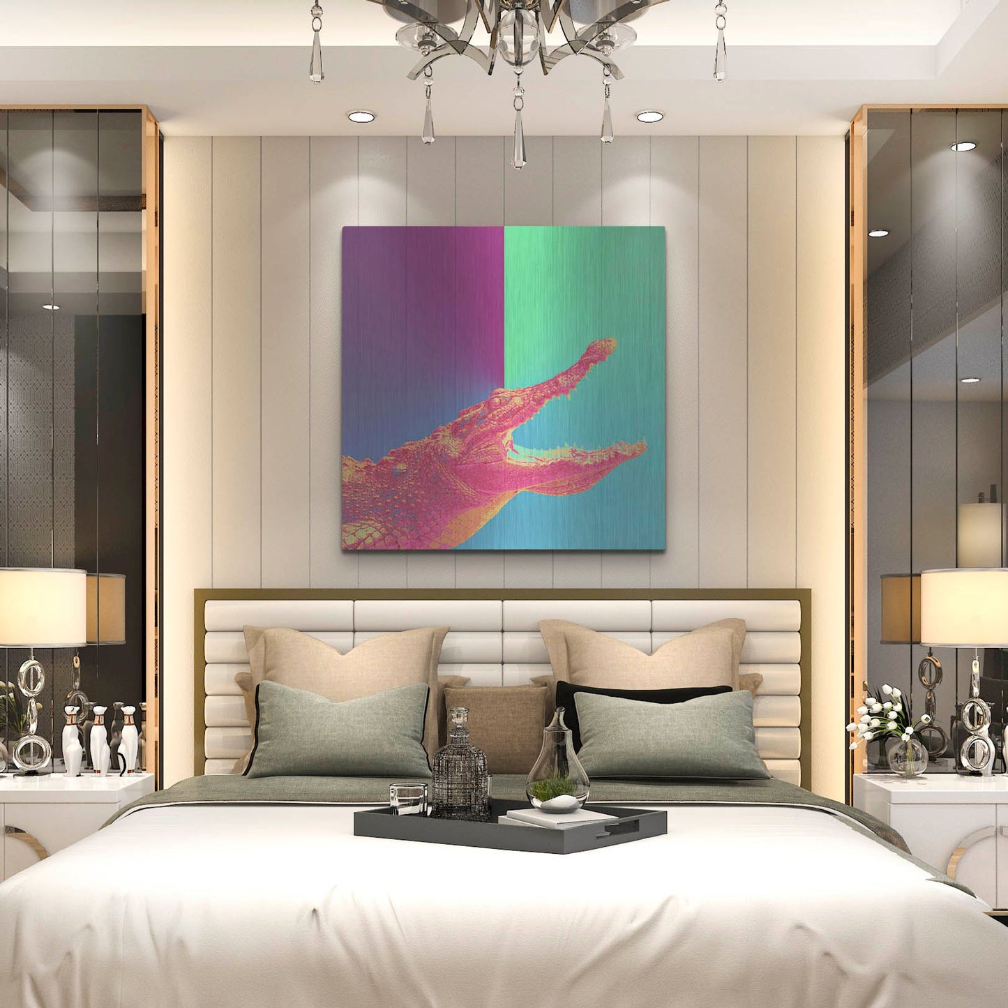 Luxe Metal Art 'Alligator Crush,' Metal Wall Art,36x36