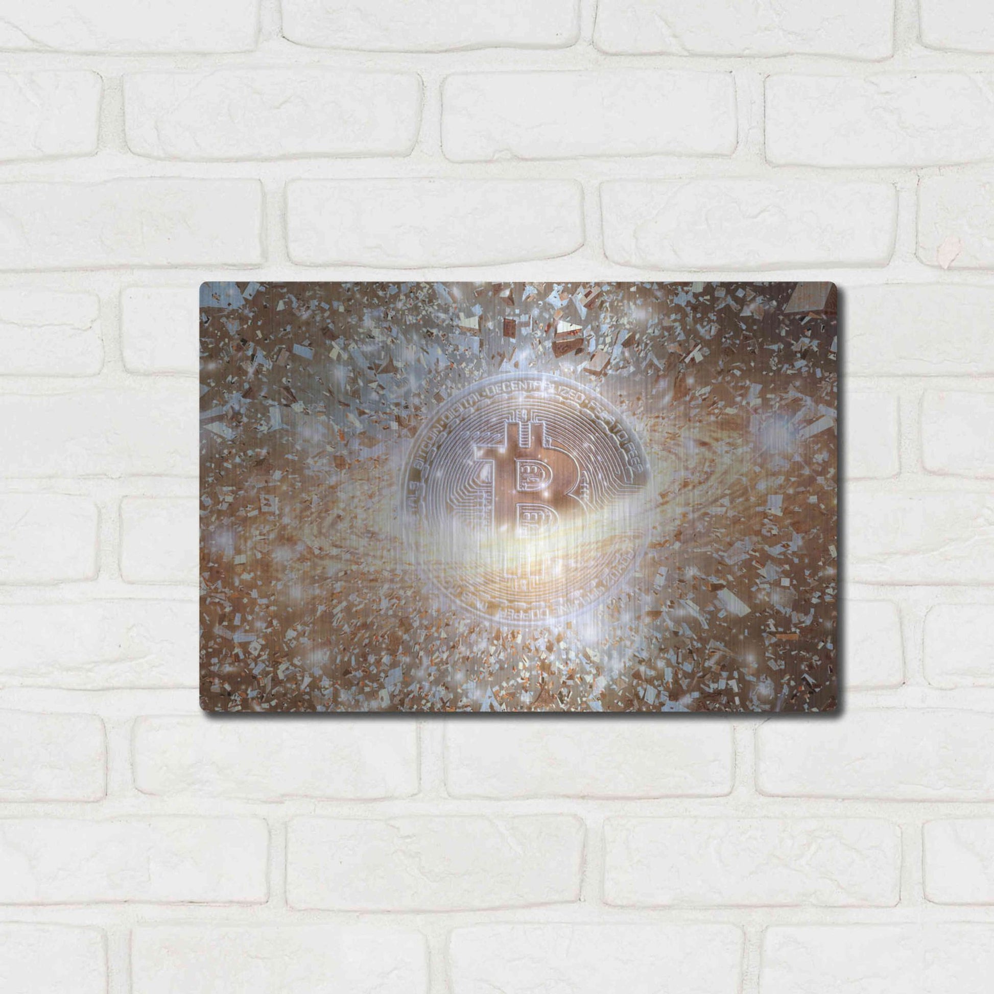 Luxe Metal Art 'Bitcoin Ice,' Metal Wall Art,16x12