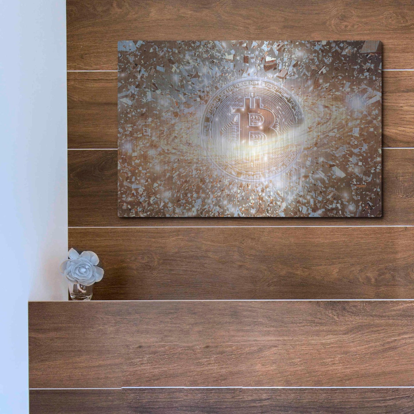 Luxe Metal Art 'Bitcoin Ice,' Metal Wall Art,16x12