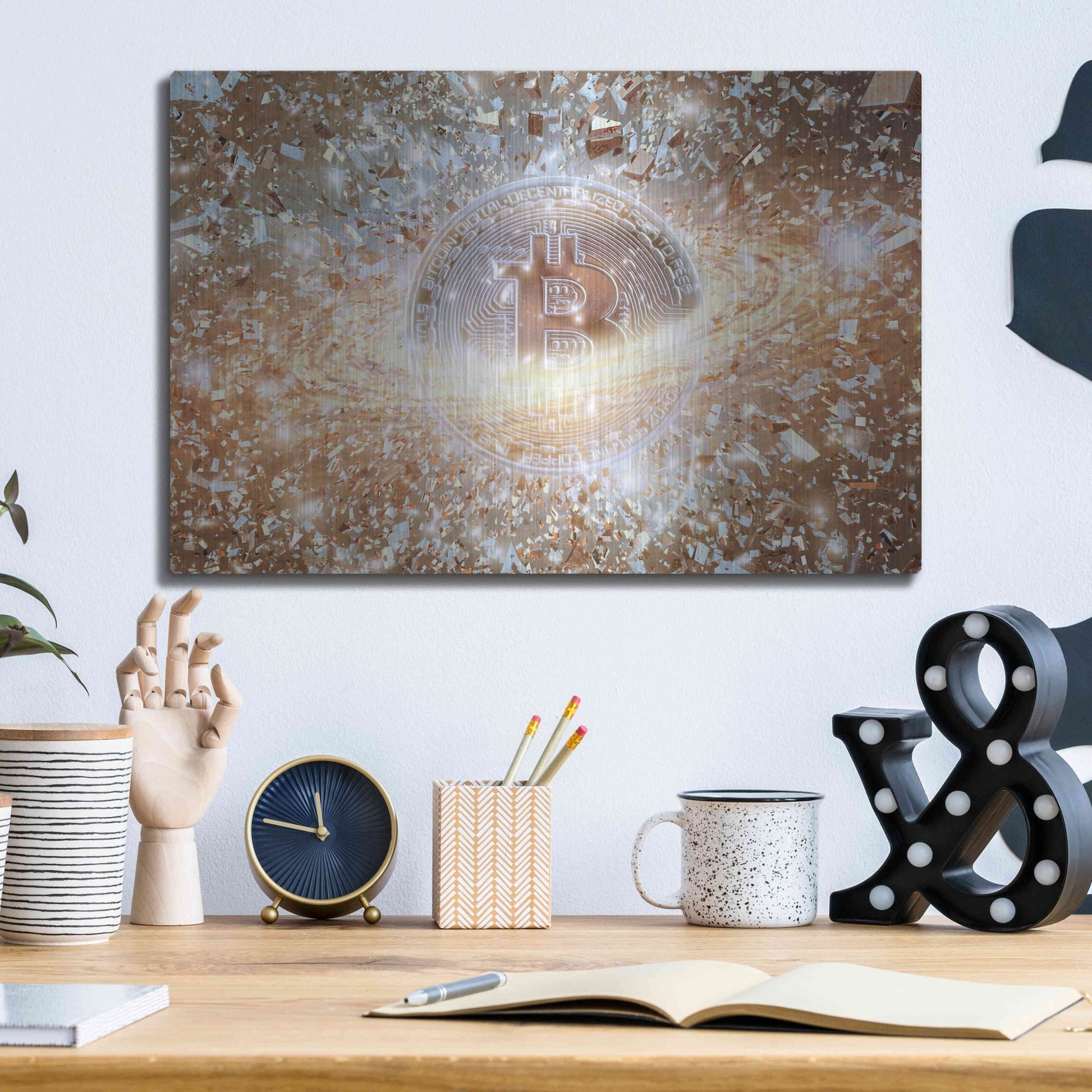 Luxe Metal Art 'Bitcoin Ice,' Metal Wall Art,16x12