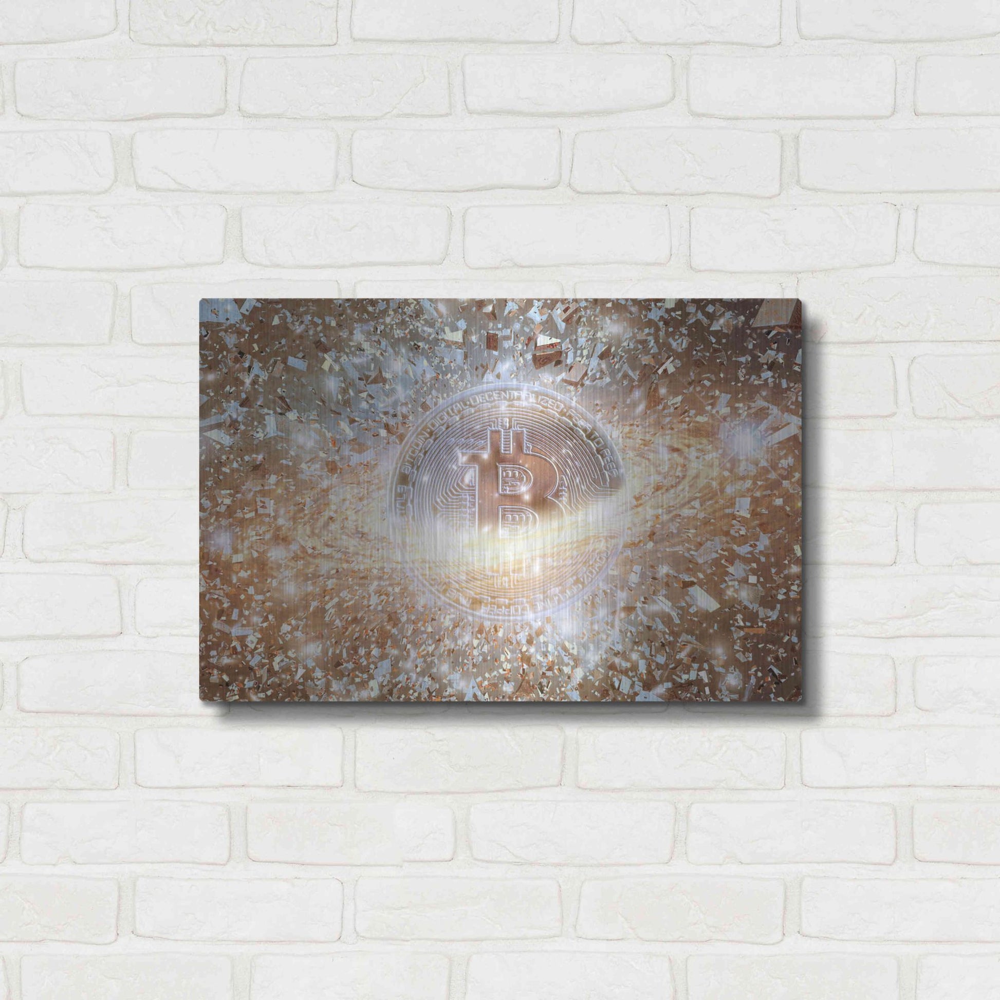 Luxe Metal Art 'Bitcoin Ice,' Metal Wall Art,24x16