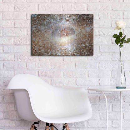 Luxe Metal Art 'Bitcoin Ice,' Metal Wall Art,24x16
