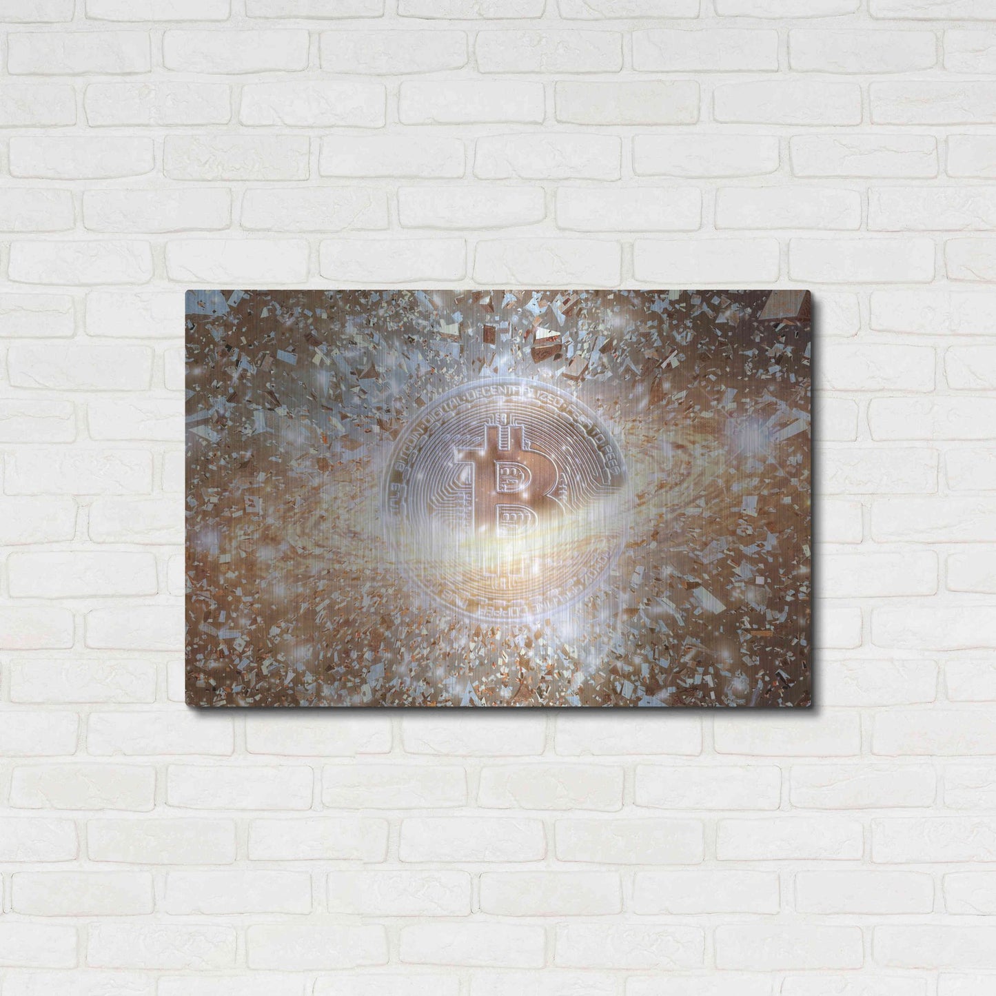 Luxe Metal Art 'Bitcoin Ice,' Metal Wall Art,36x24