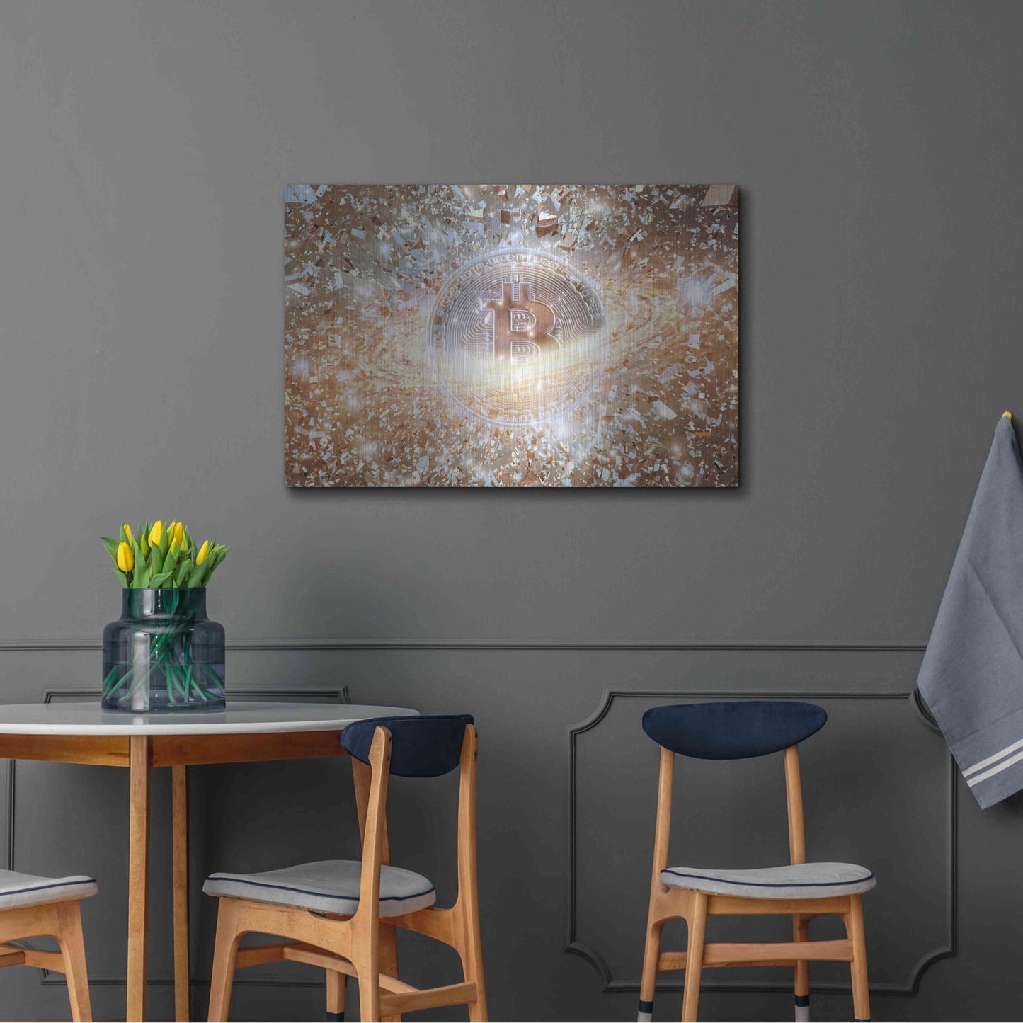 Luxe Metal Art 'Bitcoin Ice,' Metal Wall Art,36x24