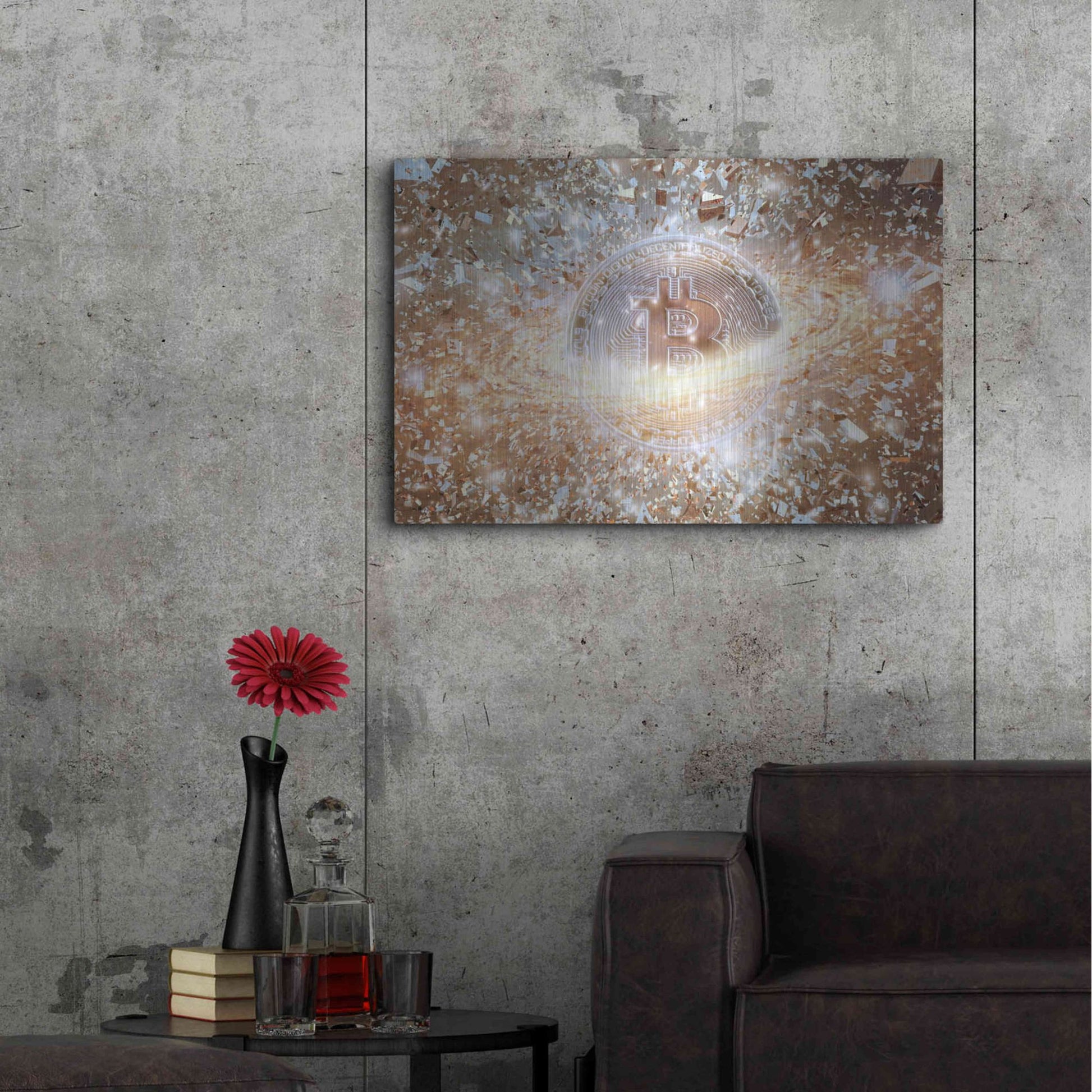 Luxe Metal Art 'Bitcoin Ice,' Metal Wall Art,36x24