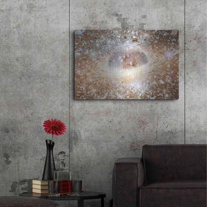 Luxe Metal Art 'Bitcoin Ice,' Metal Wall Art,36x24