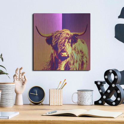 Luxe Metal Art 'Highland Cow Crush,' Metal Wall Art,12x12