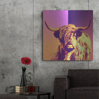 Luxe Metal Art 'Highland Cow Crush,' Metal Wall Art,36x36