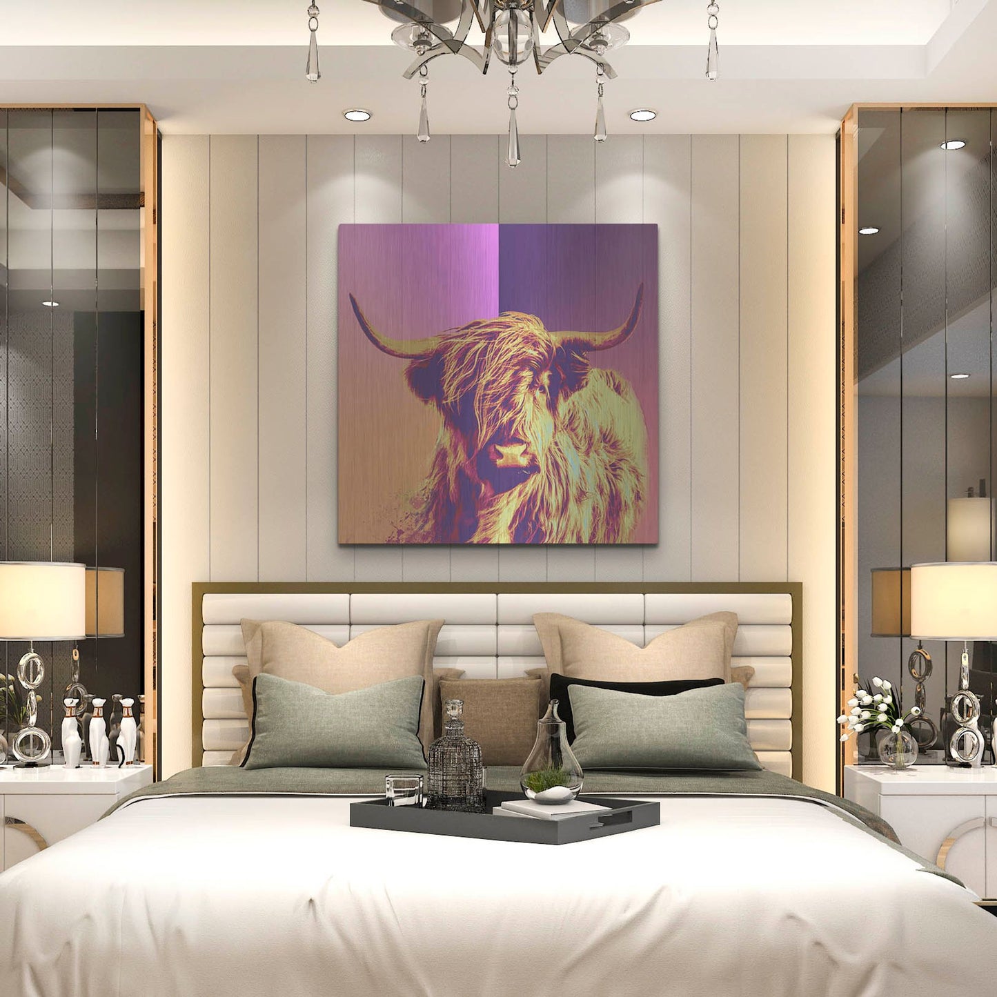 Luxe Metal Art 'Highland Cow Crush,' Metal Wall Art,36x36