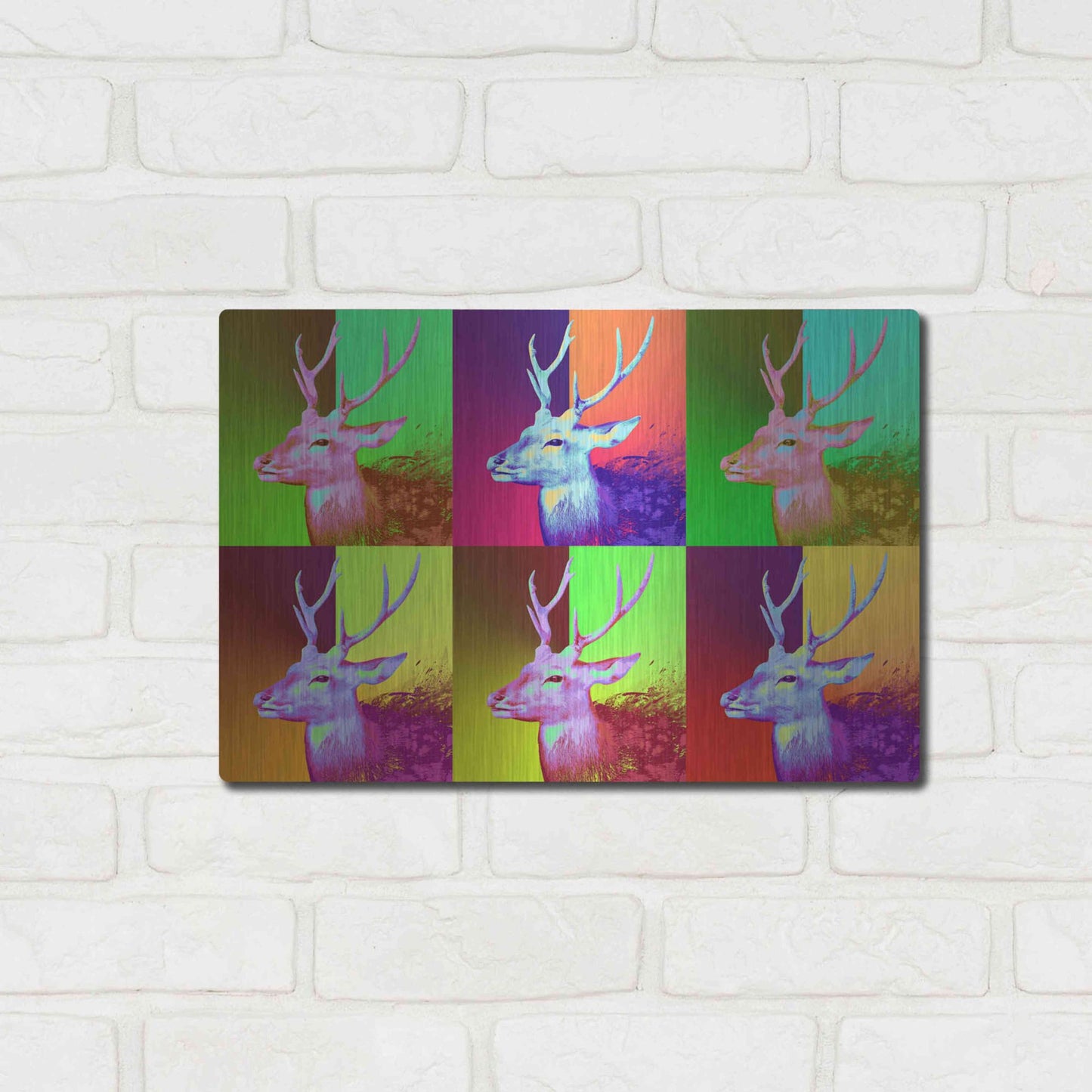 Luxe Metal Art 'WarDeerHol,' Metal Wall Art,16x12