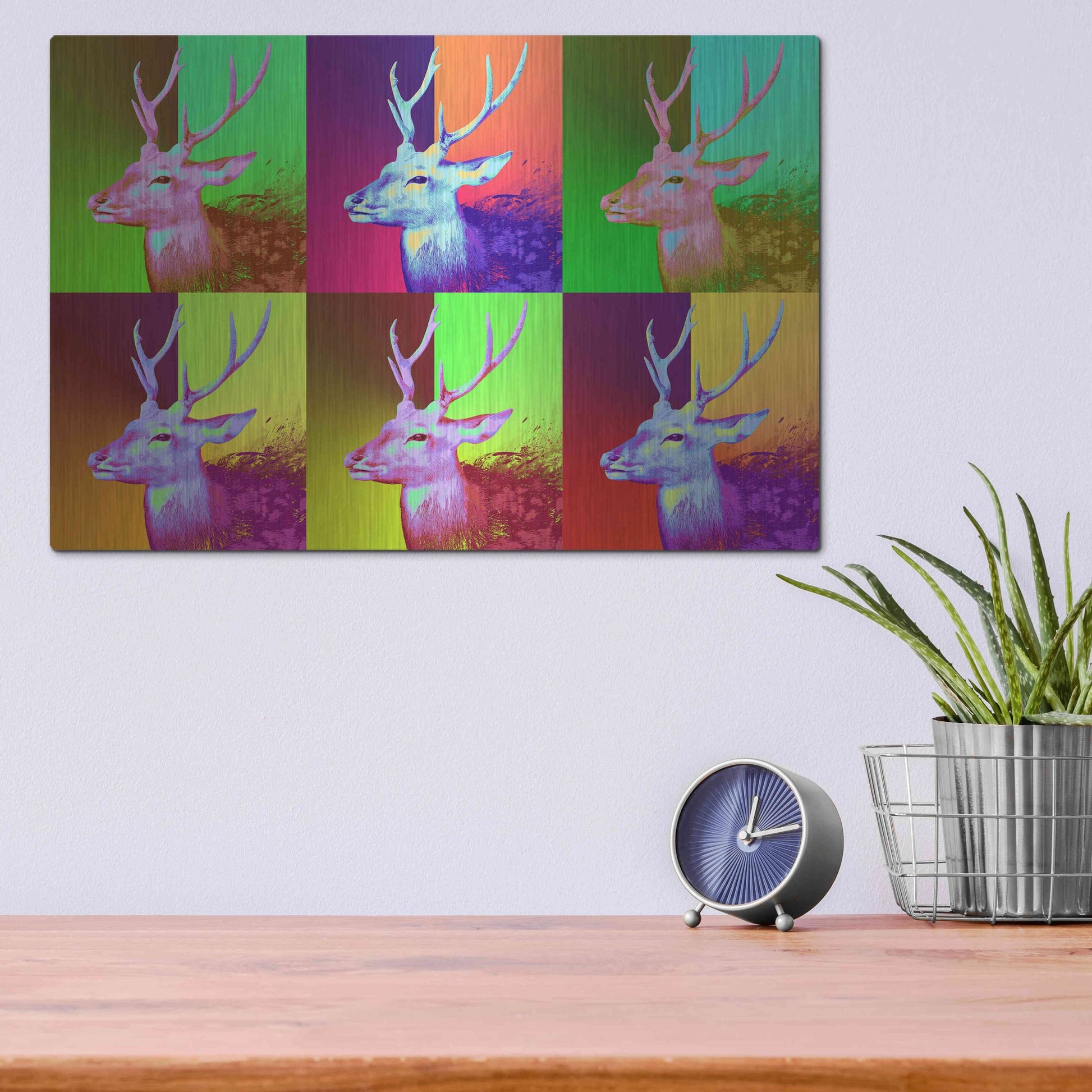 Luxe Metal Art 'WarDeerHol,' Metal Wall Art,16x12