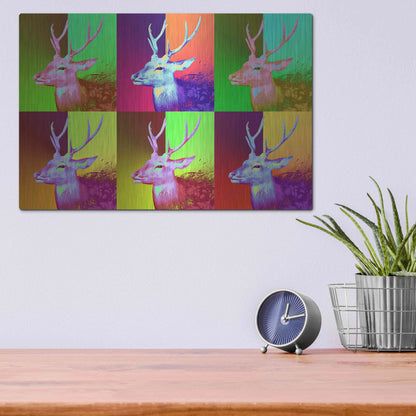 Luxe Metal Art 'WarDeerHol,' Metal Wall Art,16x12