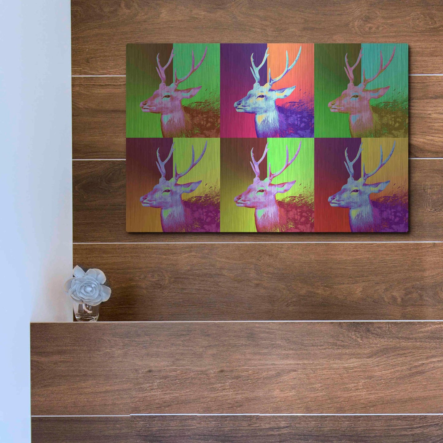 Luxe Metal Art 'WarDeerHol,' Metal Wall Art,16x12