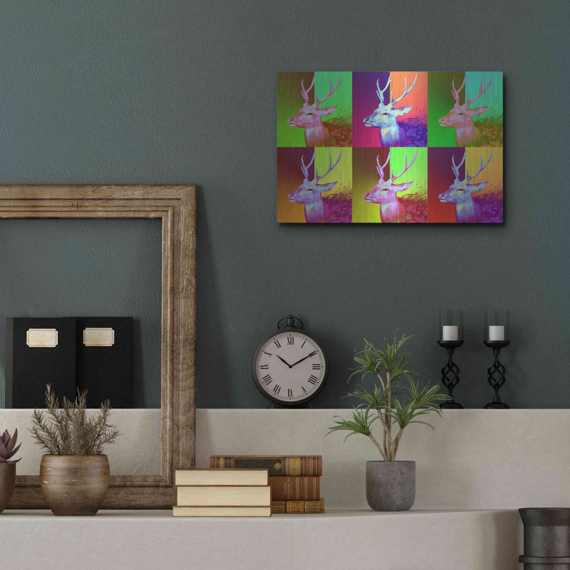 Luxe Metal Art 'WarDeerHol,' Metal Wall Art,16x12