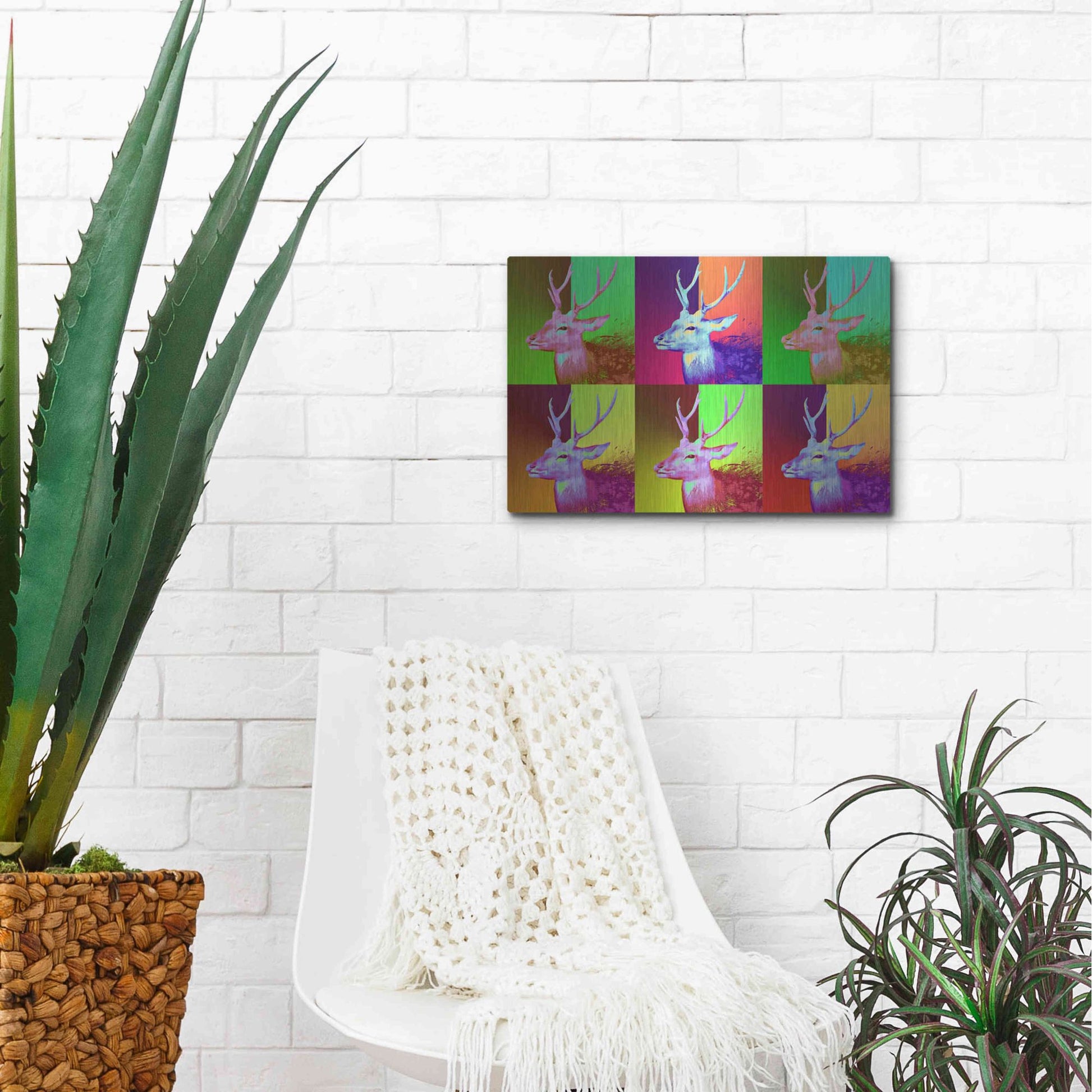 Luxe Metal Art 'WarDeerHol,' Metal Wall Art,16x12
