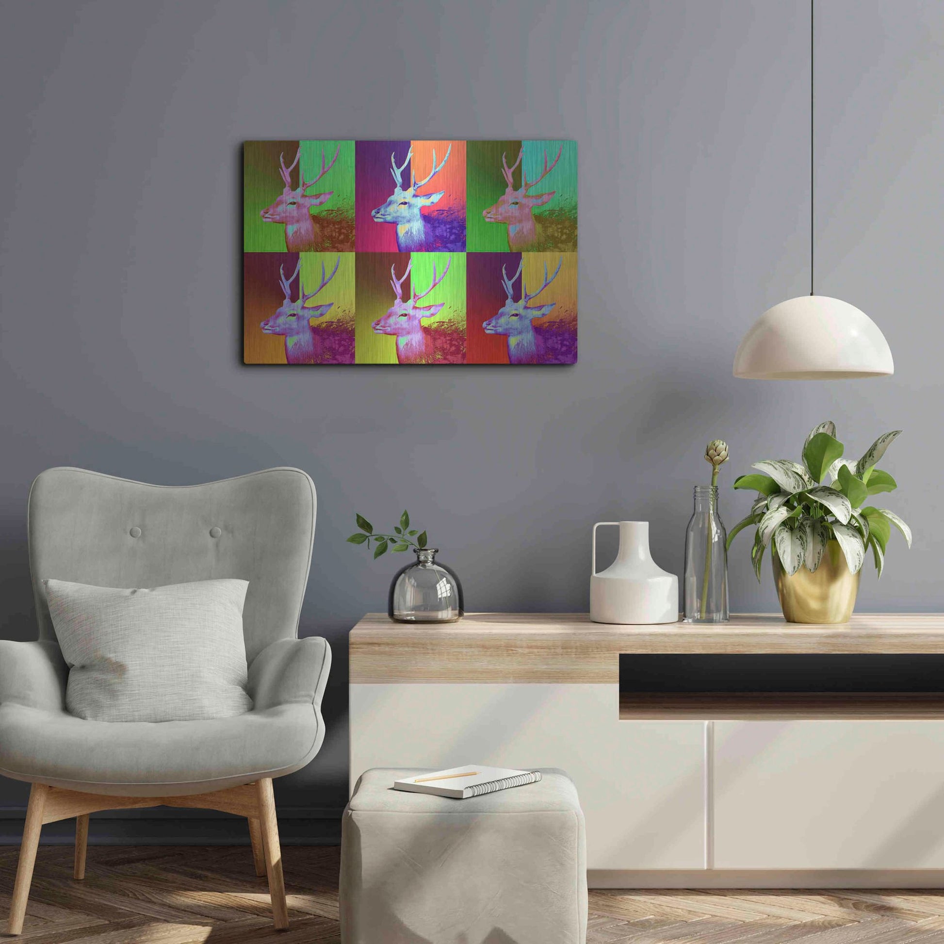 Luxe Metal Art 'WarDeerHol,' Metal Wall Art,24x16
