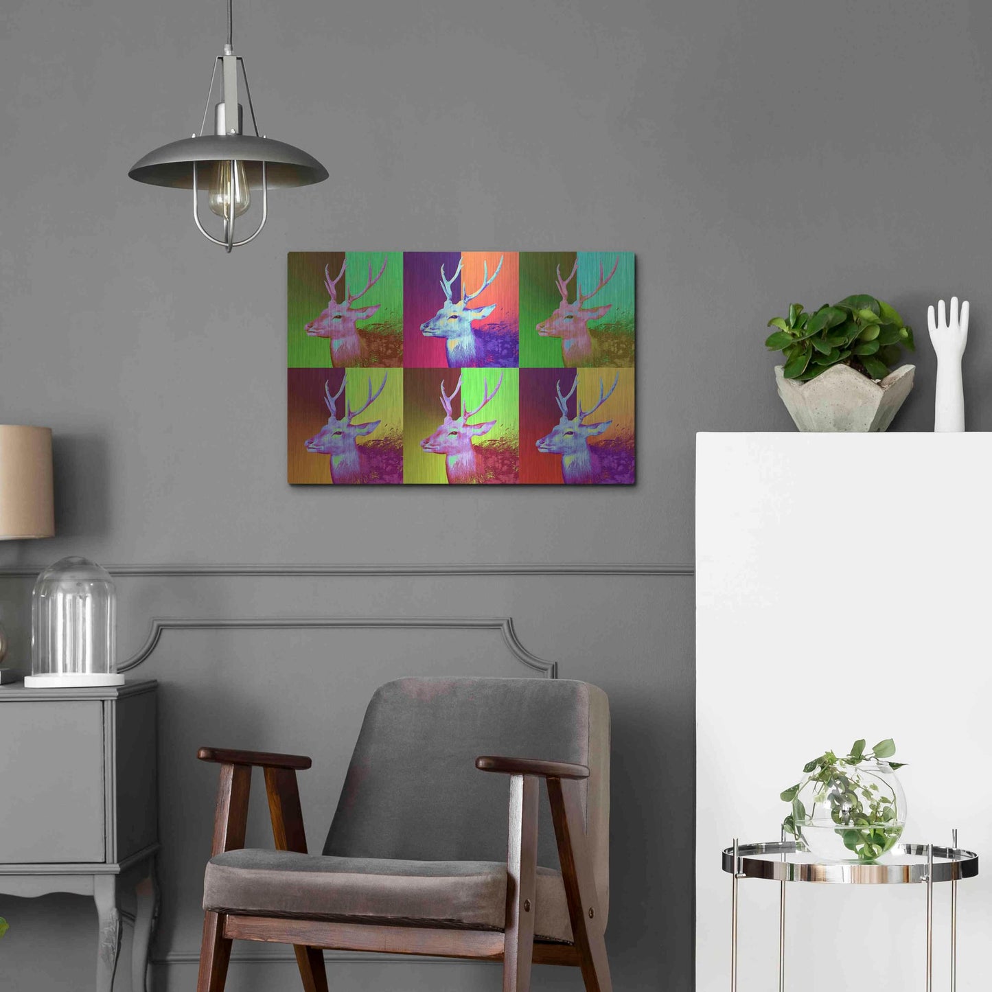 Luxe Metal Art 'WarDeerHol,' Metal Wall Art,24x16