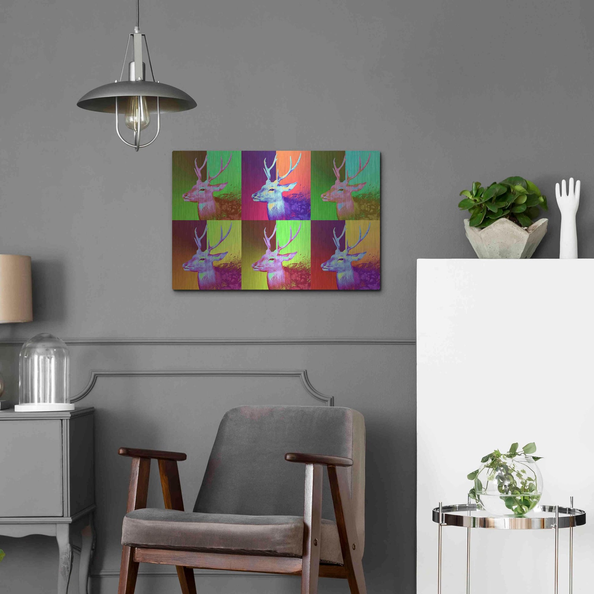 Luxe Metal Art 'WarDeerHol,' Metal Wall Art,24x16
