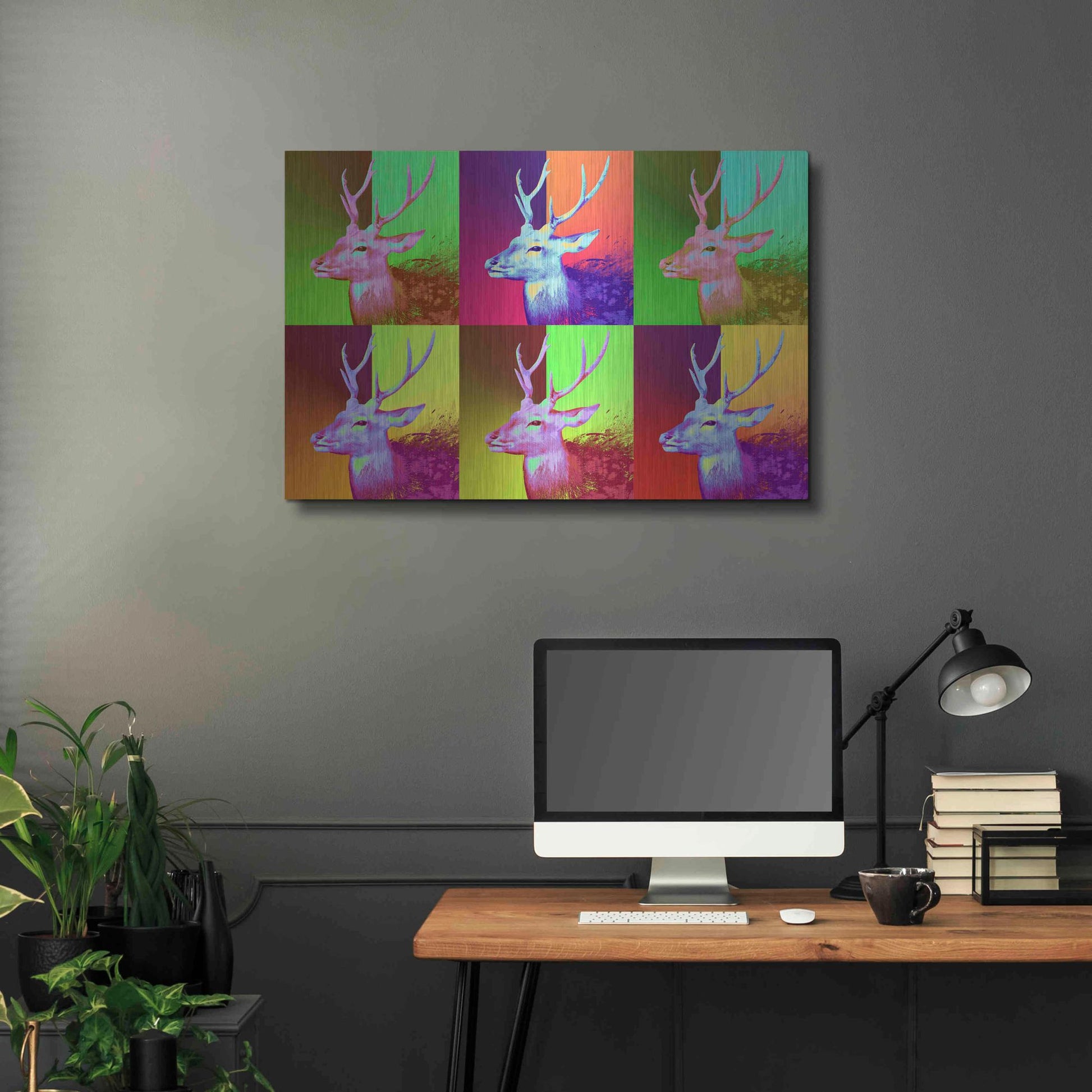 Luxe Metal Art 'WarDeerHol,' Metal Wall Art,36x24