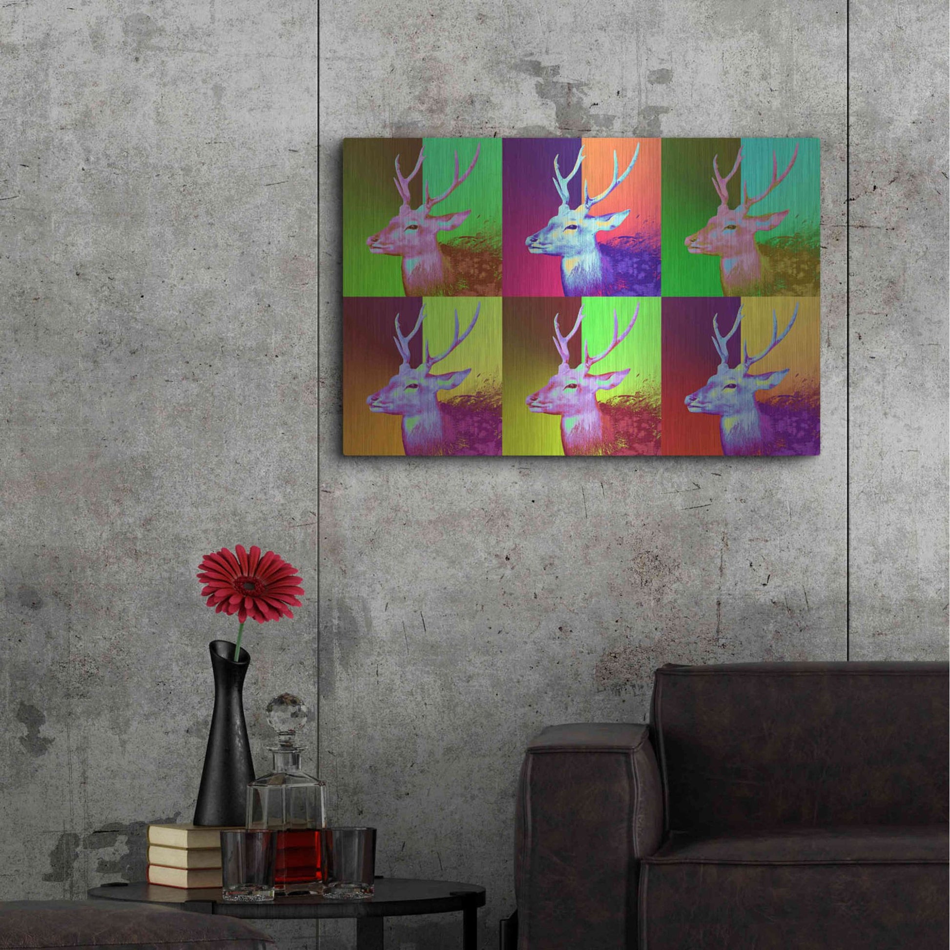 Luxe Metal Art 'WarDeerHol,' Metal Wall Art,36x24