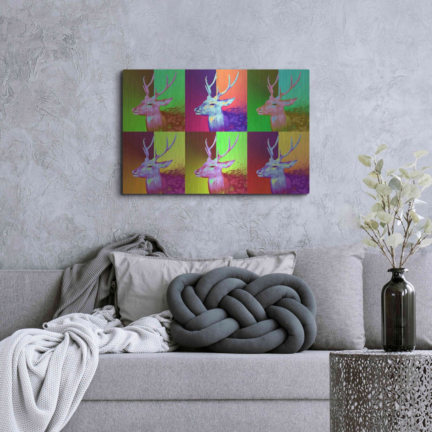 Luxe Metal Art 'WarDeerHol,' Metal Wall Art,36x24