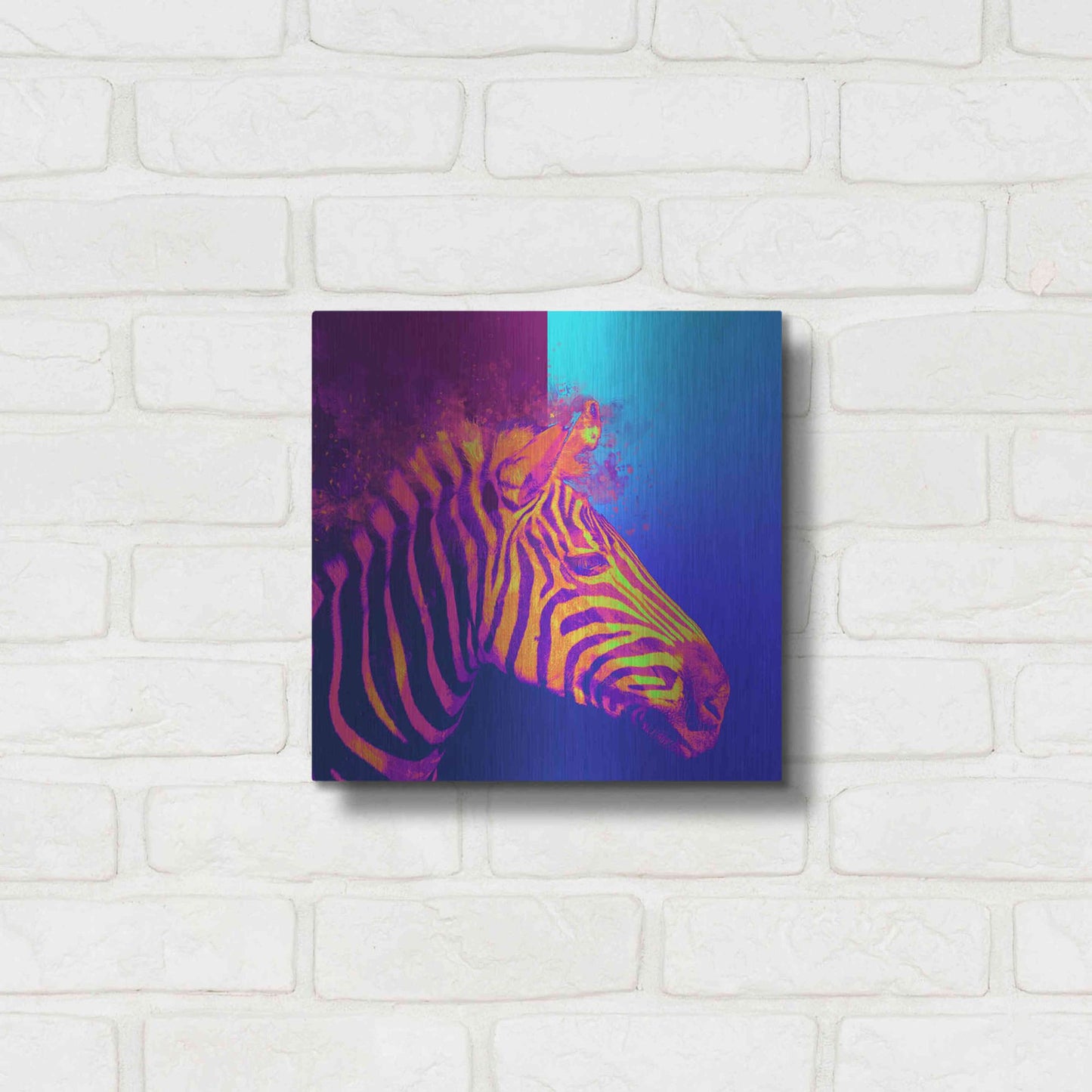 Luxe Metal Art 'Zebra Crush,' Metal Wall Art,12x12