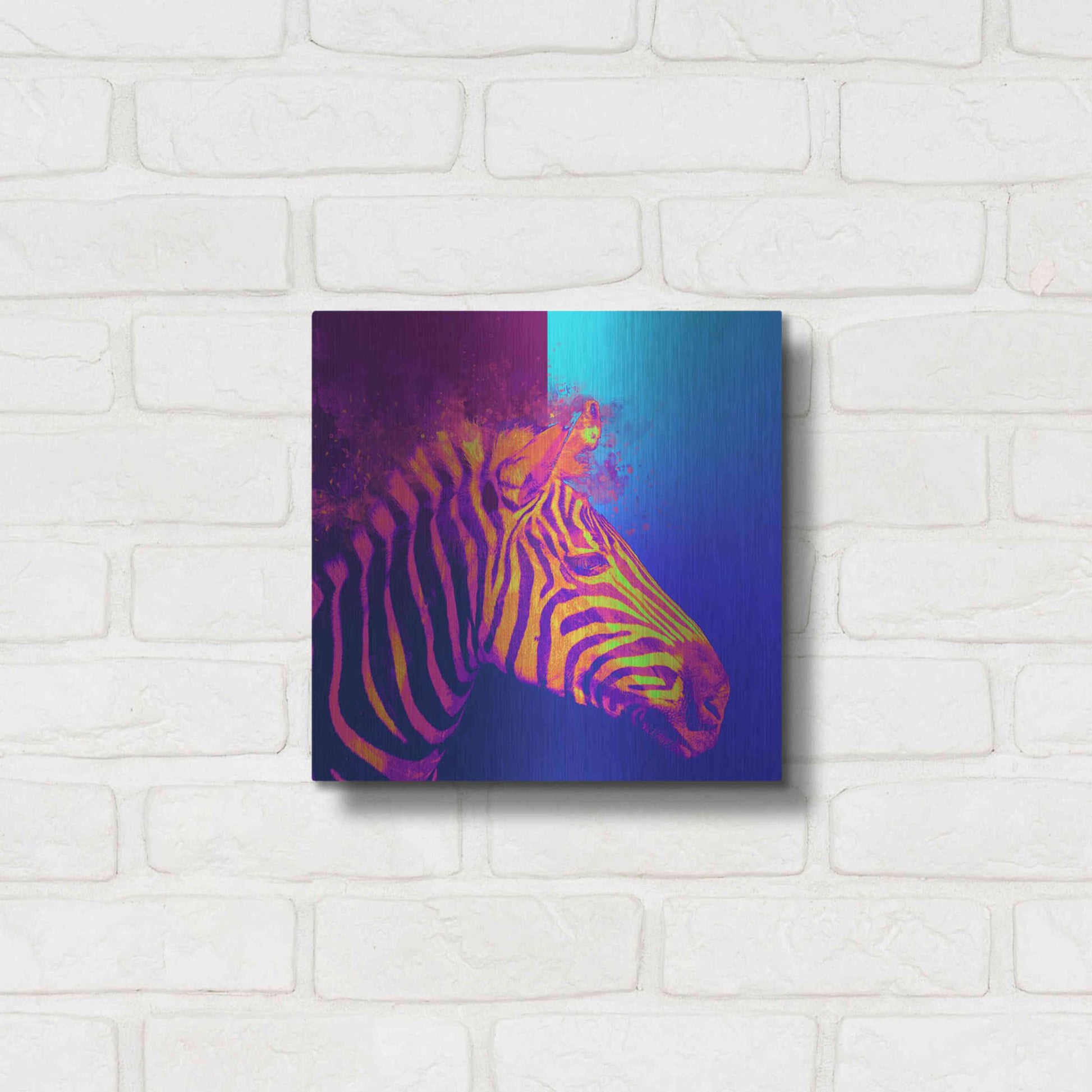 Luxe Metal Art 'Zebra Crush,' Metal Wall Art,12x12