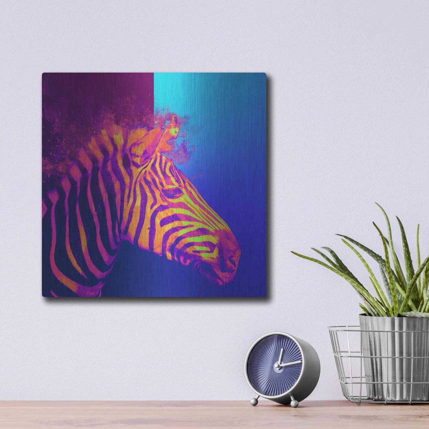 Luxe Metal Art 'Zebra Crush,' Metal Wall Art,12x12