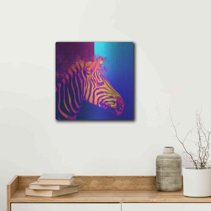 Luxe Metal Art 'Zebra Crush,' Metal Wall Art,12x12