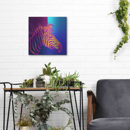 Luxe Metal Art 'Zebra Crush,' Metal Wall Art,12x12